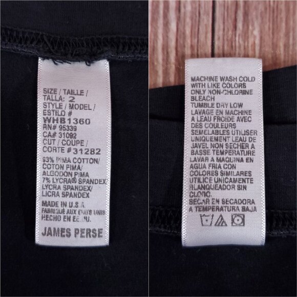 James Perse Womens Size 2 Stretch Jersey Long Leggings Black WHB1360 - Picture 10 of 11